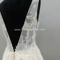 Hot Selling Sheer Sleeveless v neck Lace Bridal expensive wedding dress ball gown